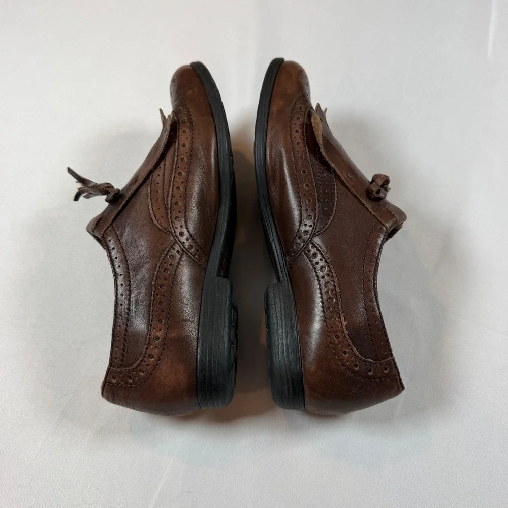 Born Brown Boylenn Leather Kiltie Tassel Loafers Wingtip Brogue Shoes Sz 7.5 Vtg